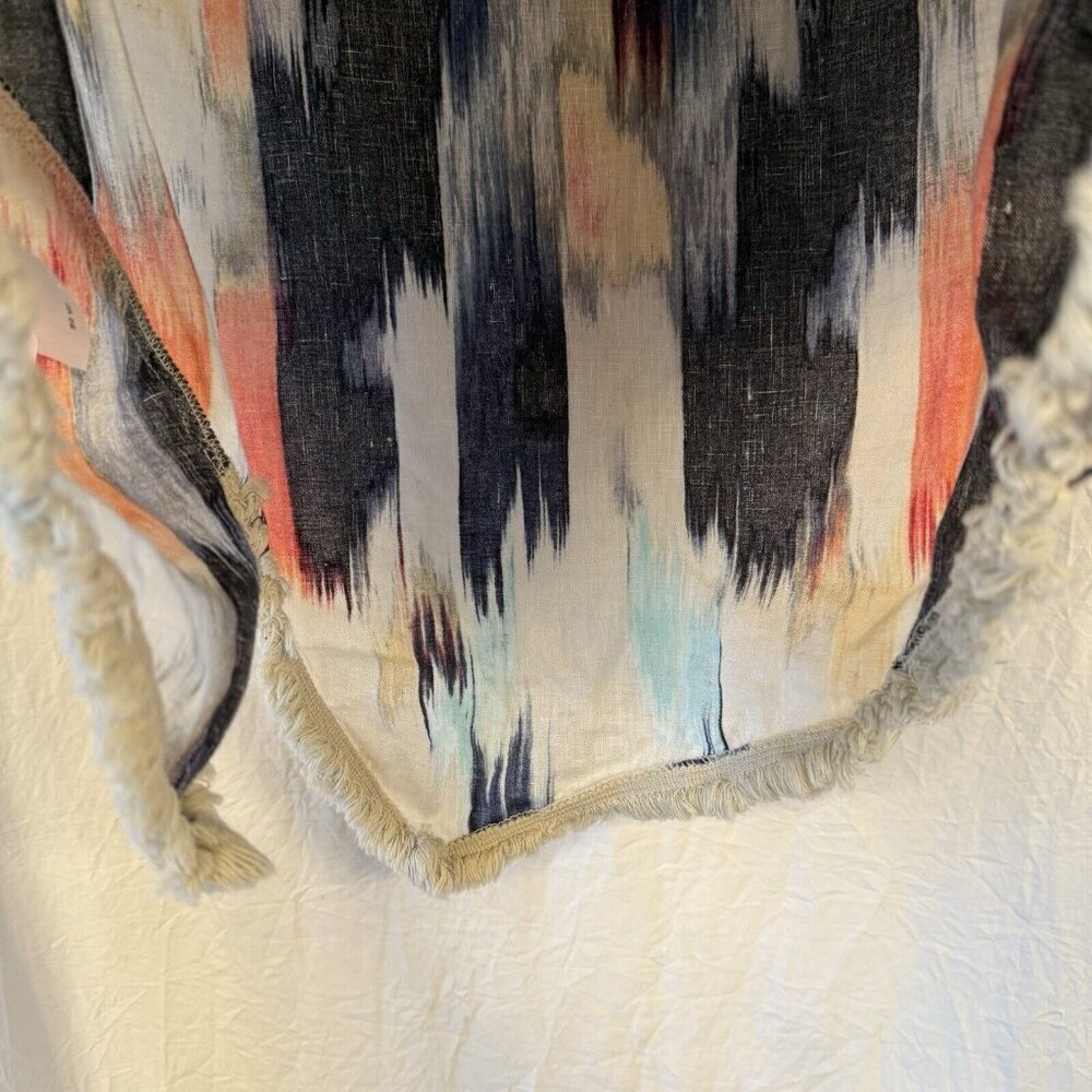 DKNY Women’s Sleeveless Linen Tank‎ Top Size Large Asymmetric Colorful Summer - Picture 8 of 12